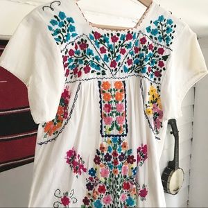 Vintage Mexican embroidered floor length dress.